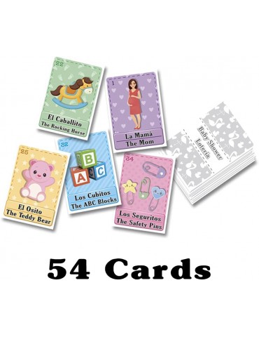 Baby Shower Loteria Bingo - Bilingual English & Spanish, for up to 20 Players