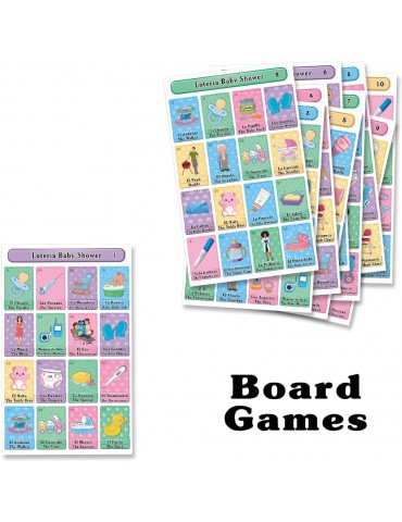 Baby Shower Loteria Bingo - Bilingual English & Spanish, for up to 20 Players