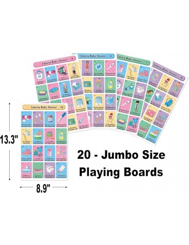 Jumbo Size Baby Shower Loteria Bingo - Bilingual English Spanish, for up to 20 Players