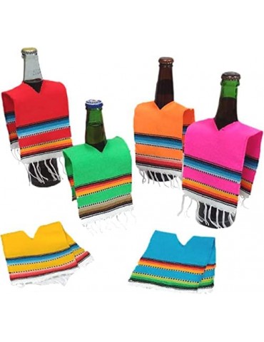 6 Serapes for Bottles - 4 Inches by 11 Inches Poncho Cover Each, For Cinco De Mayo Party Decoration