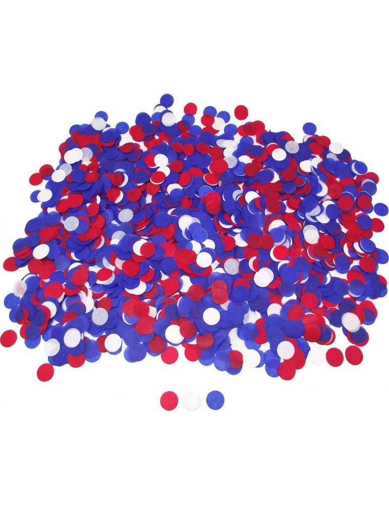 1 Inch Round Tissue Paper Confetti circles - 2.8oz - 10,000 pieces/pack (Red White Blue)