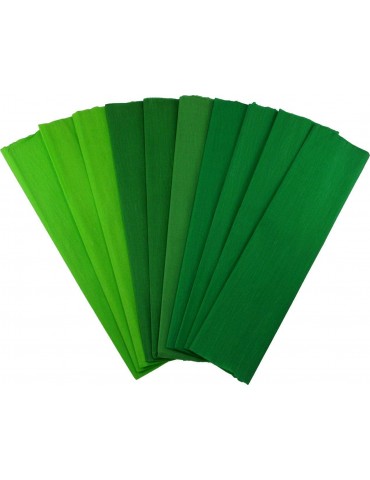   Crepe Paper Folds (10 Sheets) - 17 Inches Wide by 6.2 Feet Long - Mexican Crepe Paper, Shades of Green Assortment