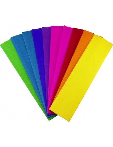 Crepe Paper Folds (10 Sheets) - 17 Inches Wide by  6.2 Feet Long - Mexican Crepe Paper - Assorted Colors (Fiesta Multicolor Assortment)