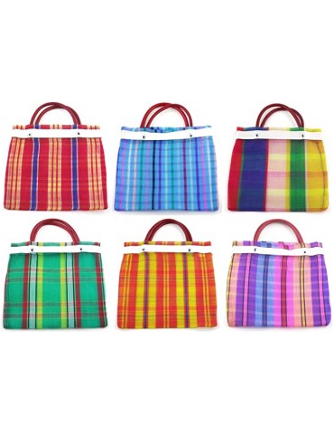 6 Pcs Small Mexican Tote Mercado Bags 7.5 inch by 7.5 inch, Assorted Colors High Thread Mesh - Mini Mexican Mercado Candy Bags