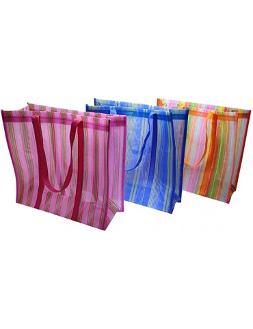 Large Size Gusseted Mexican Mercado Bags, Pack of 3 - Tote Market Reusable Grocery Bag, Multipurpose High Thread Mesh Bag with Assorted Colors (17'' x 14'')