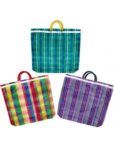 Pack of 3 Large Mercado Bags - 20 x 22 inches Reusable Grocery Bag (High Thread mesh)