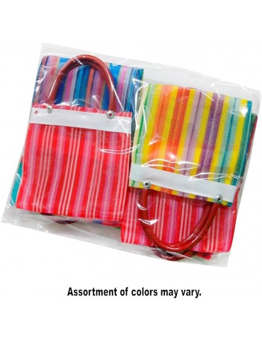 Set of 24 Mini Mexican Tote Mercado Bags 5 inch by 5 inch - Assorted Colors - Small Mexican Mercado Bags (High Thread Mesh)