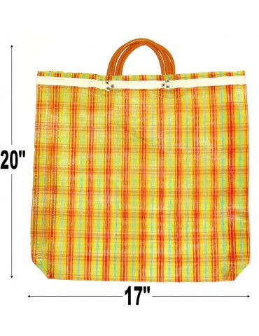 Pack of 3 Large Mercado Bags - 17 x 20 inches Reusable Grocery Bag (High Thread mesh)