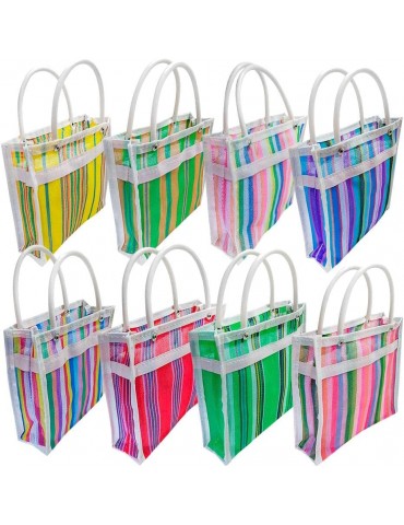 Mini Mexican Tote Mercado Bags for Candy, High Threaded Mesh 7 Inch by 7.5 Inch Gusseted Market Bag Para Dulces - Set of 20 pieces (Assorted Colors)