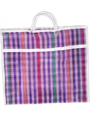 Pack of 3 Large Size Gusseted Mercado Bags - Mexican Tote Market Reusable Grocery Bag, Multipurpose High Thread Mesh Bag with Assorted Colors (15" x 18")