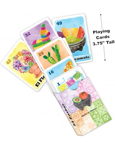 Jumbo Loteria Fiesta Bingo Deluxe Game Set in Spanish, for 10 Players - 10 Large Size Boards and Full Deck of Cards with Chips