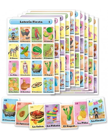 Mexican Loteria Fiesta Bingo Game in Spanish, for 20 Players