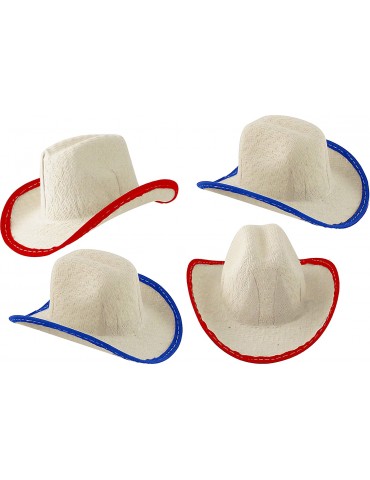 Cowboy Rodeo Hats, 5 Inches Size - 12 Pack (Red and Blue)