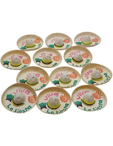 Mini Mexican Sombrero Pack of 12, 2.25 Inches Wide Mini Hats for Cinco De Mayo Party for Bottles - Viva La Fiesta