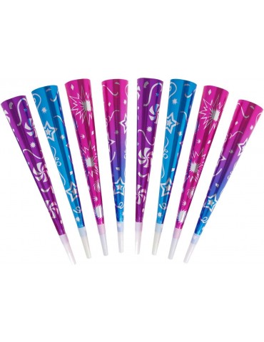 Printed Foil Party Horns - Noisemakers, 12" Long - Set of 24