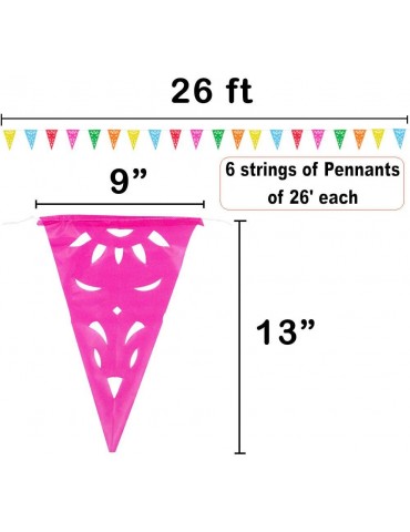 Pennant Banner Plastic Flags - Pack of 6 Multicolor Party Banners, 156 Foot Total Length (26 Foot Long Each)