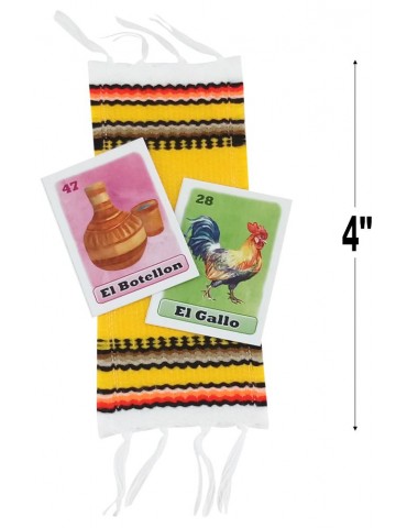 Mexican Loteria Fiesta with Serape Brooch - Loteria Cards Mexican Lottery Bingo Corsage, with Safety Pin - 12 pack