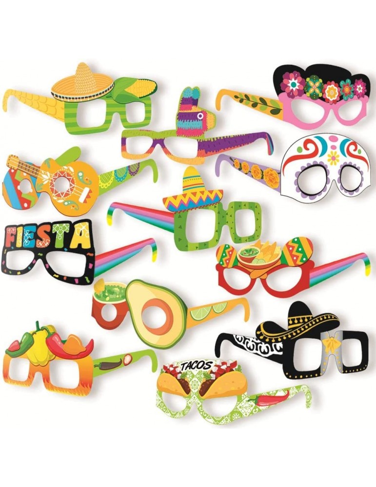 Mexican Fiesta Paper Eyeglasses Pack of 12, Cinco De Mayo Glasses