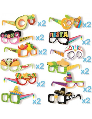 Mexican Fiesta Paper Eyeglasses Pack of 24, Cinco De Mayo Glasses