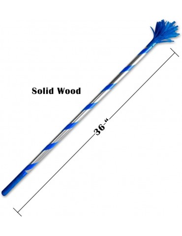 Deluxe 36 Inches Pinata Stick - Single Piece Wooden Pinata Buster with Ribbon and Metallic Finish (Blue)