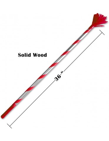 Deluxe 36 Inches Pinata Stick - Single Piece Wooden Pinata Buster with Ribbon and Metallic Finish (Red)